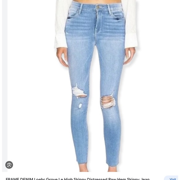 Frame Le Skinny De Jeanne Distressed Raw Hem Jeans - Picture 1 of 7